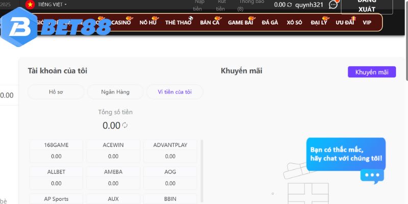 Giao diện rút tiền Bet88 tối giản, dễ dùng